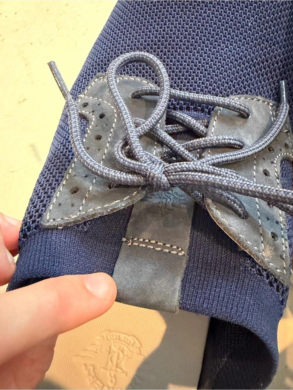 Dockers Navy Knit Lace-Up Oxford with Brown Trim